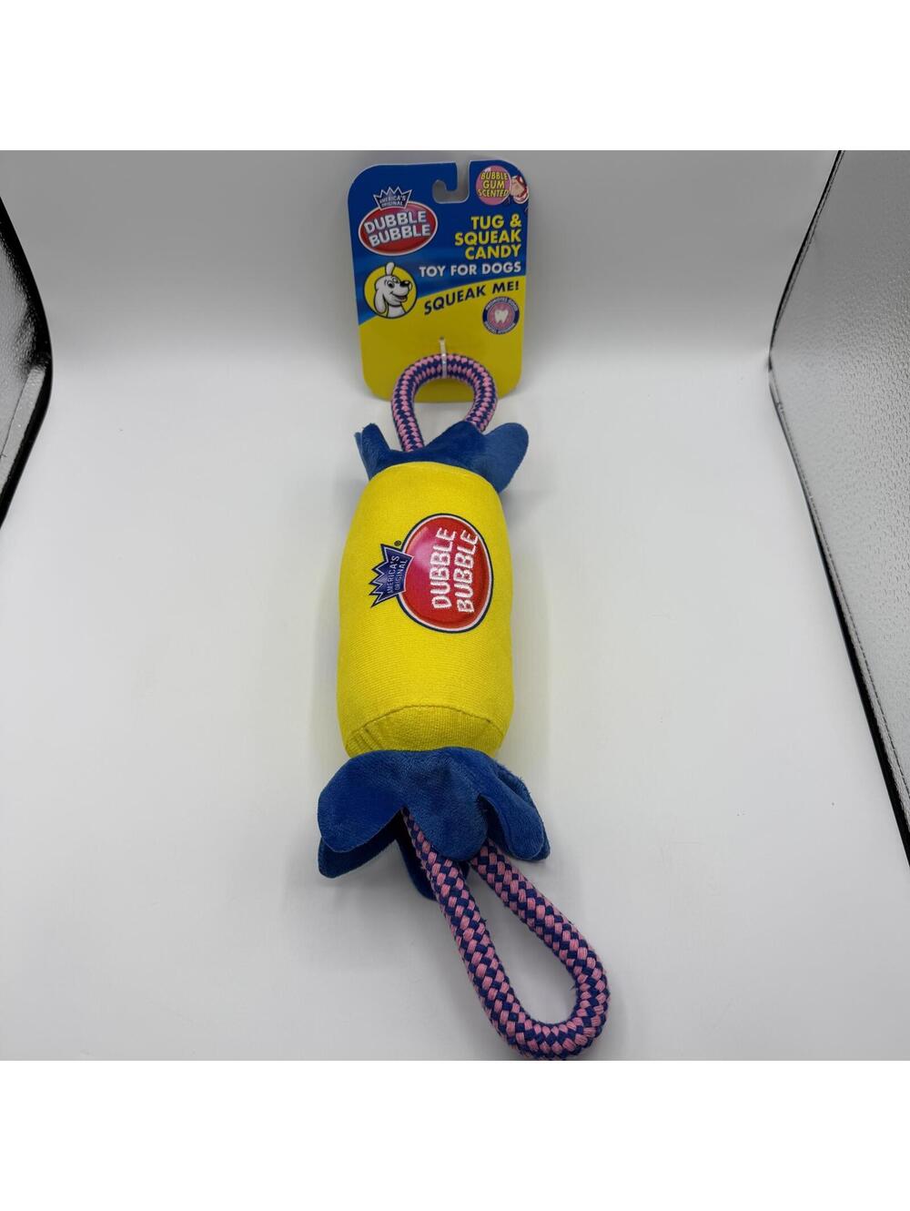 Dubble Bubble Dog Toy Interactive Tug Rope and Squeak 16” Tootsie Roll